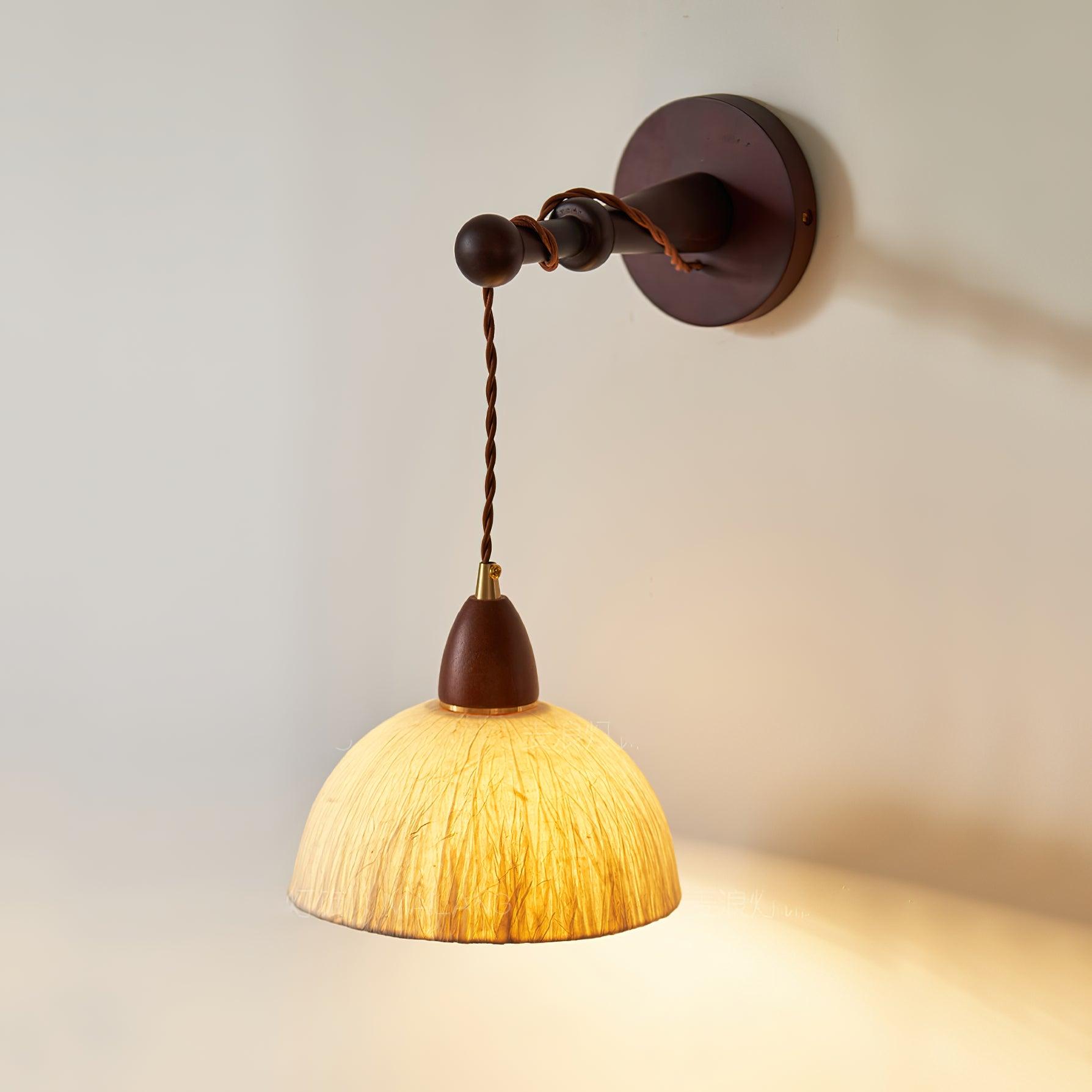 Soren Walnut Wood and Rice Paper Wall Sconce Japanese Minimalist Indoor Light Fixture