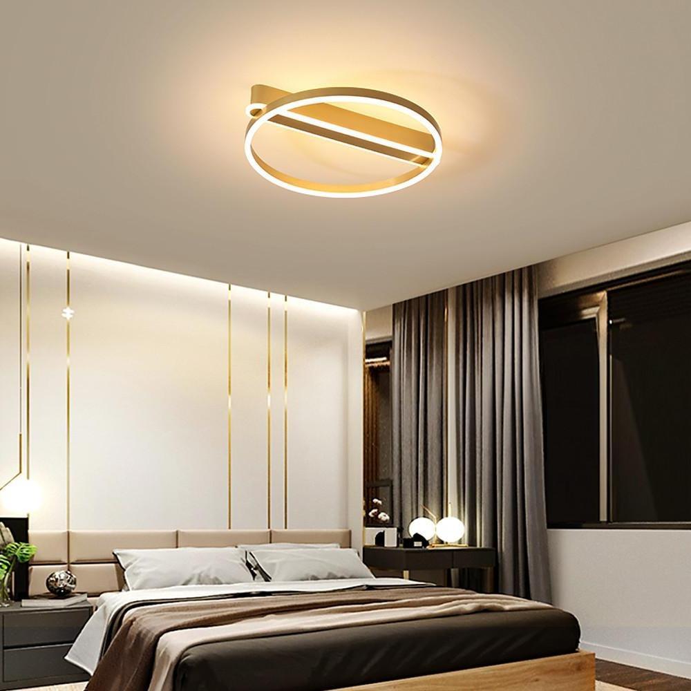 Modern Circle Design Dimmable LED Flush Mount Ceiling Light for Bedroom Living Room Dining