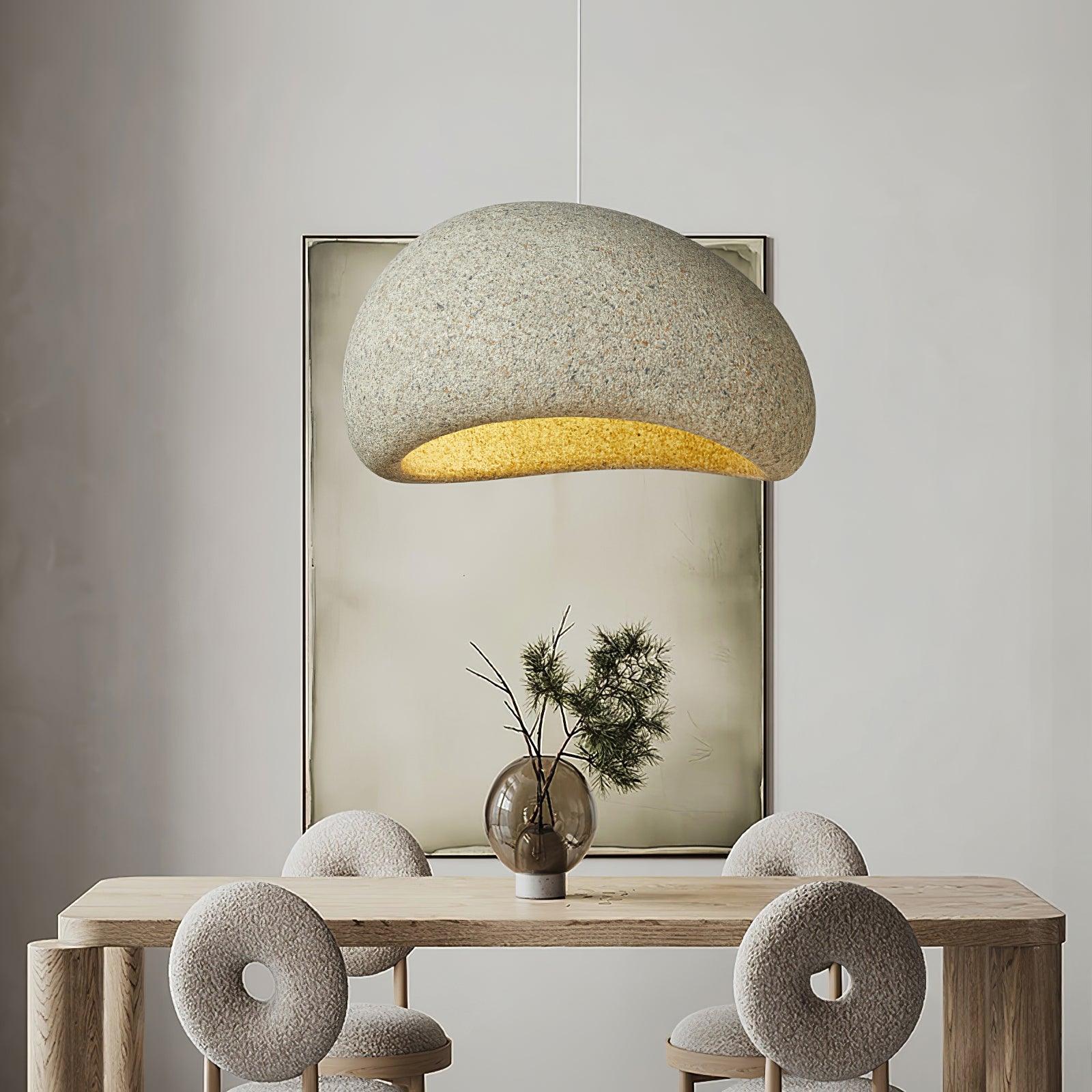 Speckled Moon Pendant Light Japanese Style Organic Resin Hanging Lamp for Modern Interiors