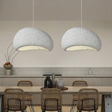 Speckled Moon Pendant Light Japanese Style Organic Resin Hanging Lamp for Modern Interiors