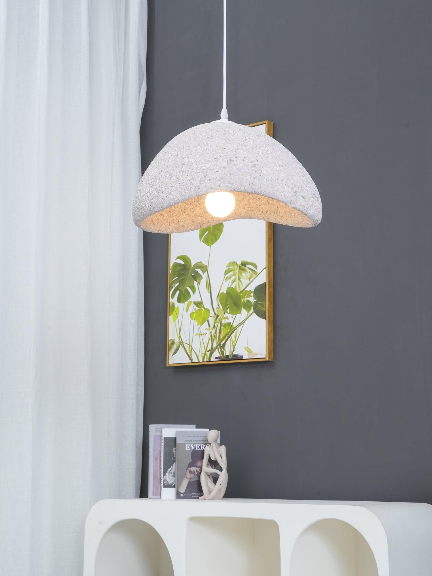 Speckled Moon Pendant Light Japanese Style Organic Resin Hanging Lamp for Modern Interiors