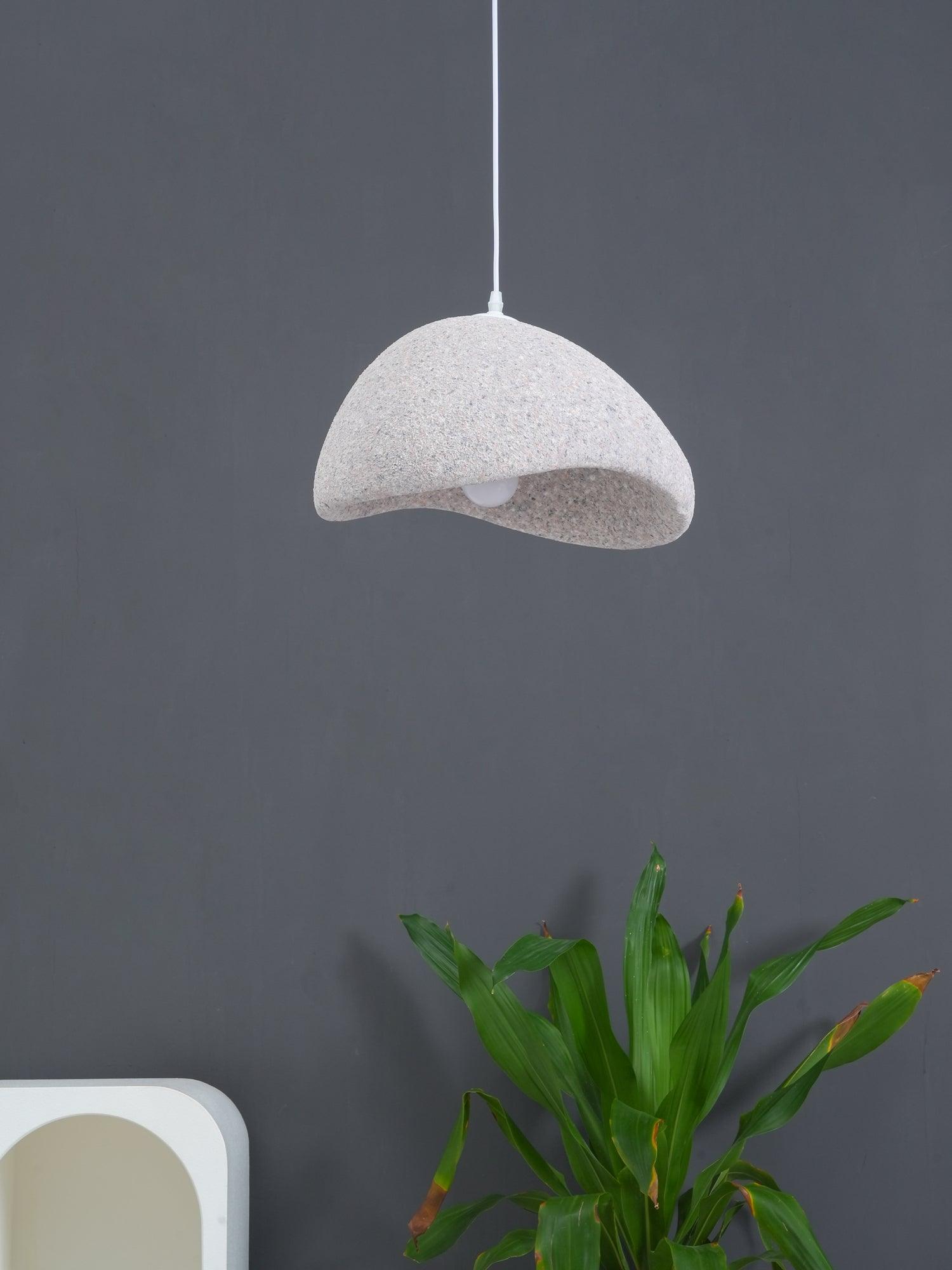 Speckled Moon Pendant Light Japanese Style Organic Resin Hanging Lamp for Modern Interiors