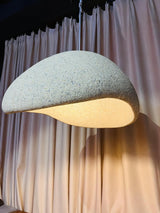 Speckled Moon Pendant Light Japanese Style Organic Resin Hanging Lamp for Modern Interiors