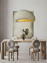 Speckled Moon Pendant Light Japanese Style Organic Resin Hanging Lamp for Modern Interiors