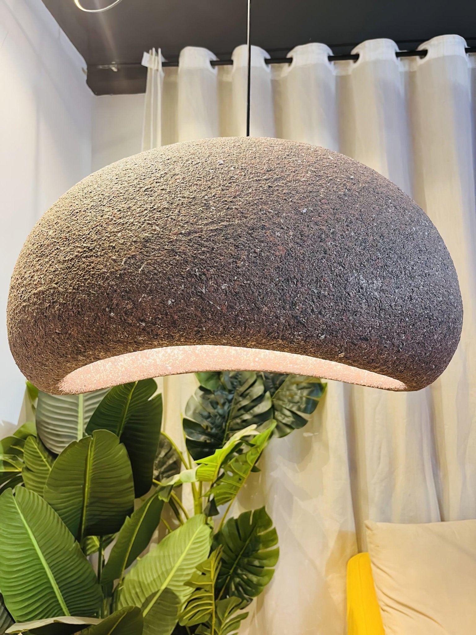 Speckled Moon Pendant Light Japanese Style Organic Resin Hanging Lamp for Modern Interiors