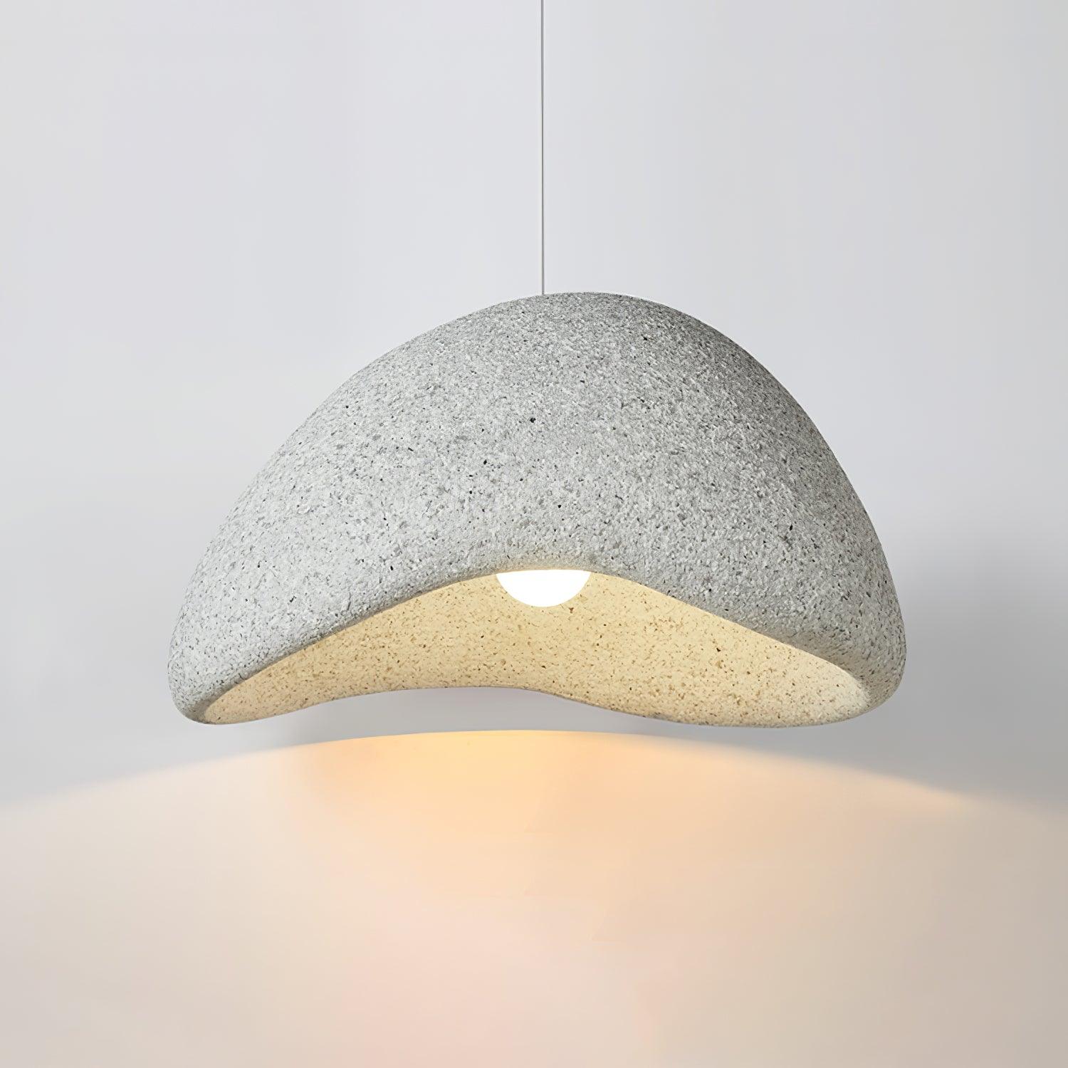 Speckled Moon Pendant Light Japanese Style Organic Resin Hanging Lamp for Modern Interiors