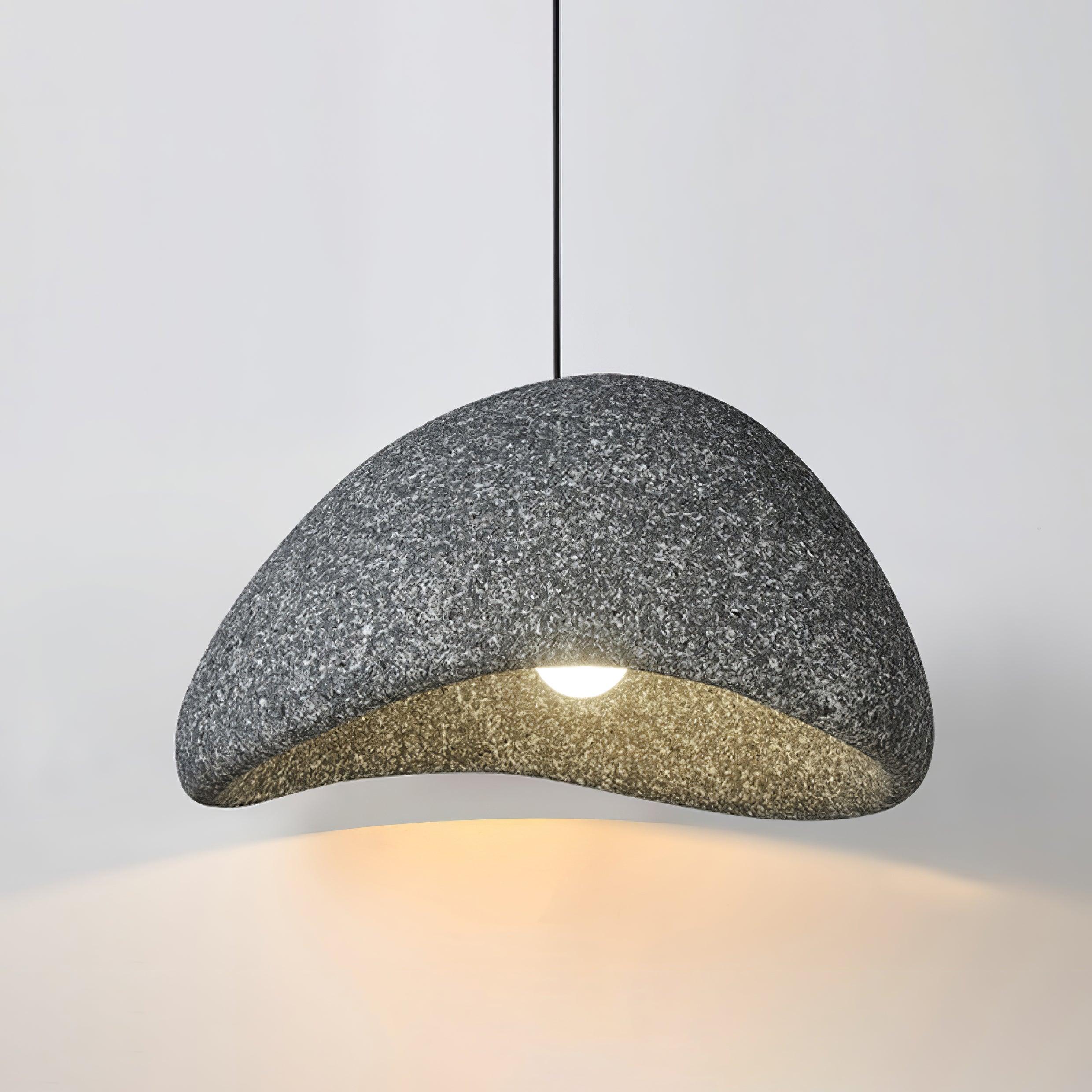 Speckled Moon Pendant Light Japanese Style Organic Resin Hanging Lamp for Modern Interiors