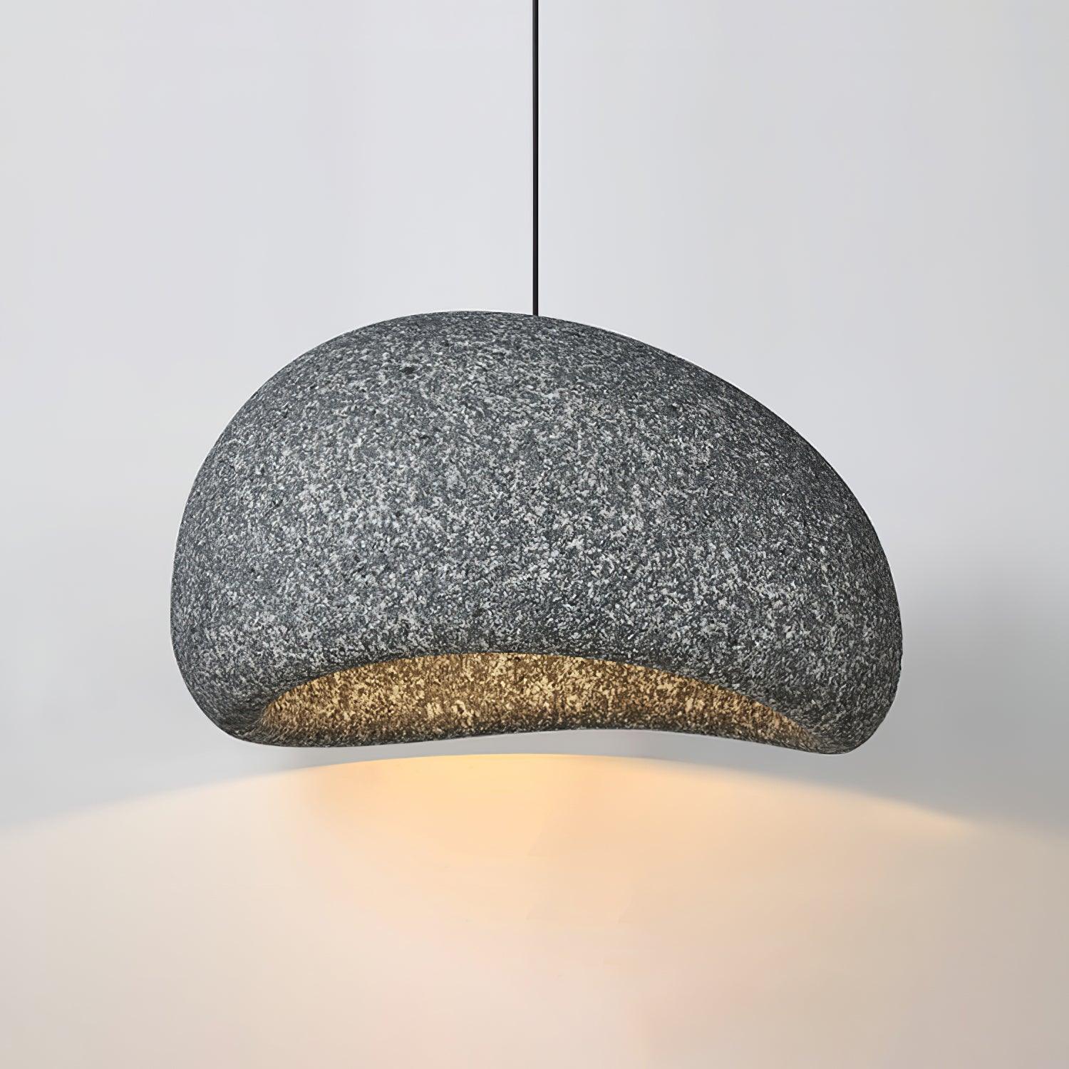 Speckled Moon Pendant Light Japanese Style Organic Resin Hanging Lamp for Modern Interiors