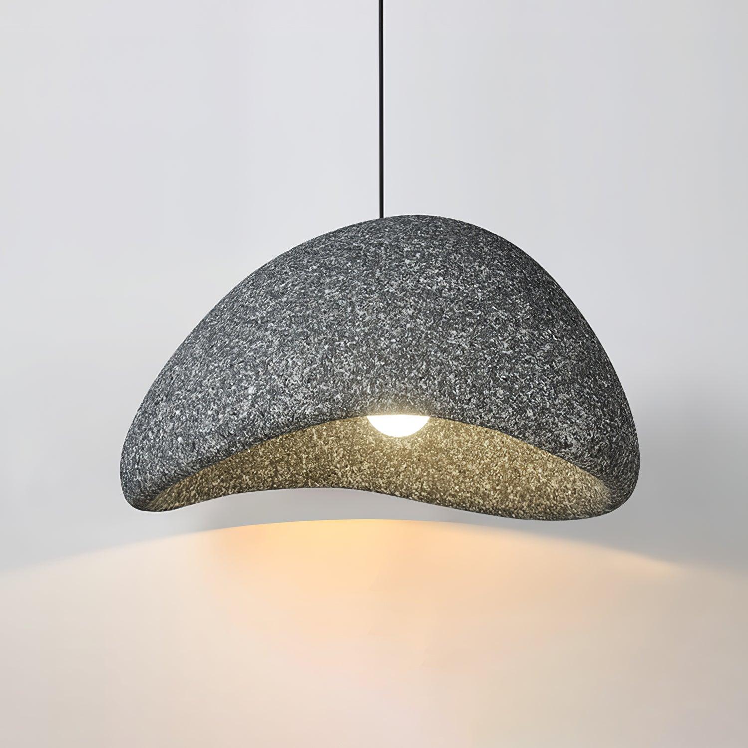 Speckled Moon Pendant Light Japanese Style Organic Resin Hanging Lamp for Modern Interiors