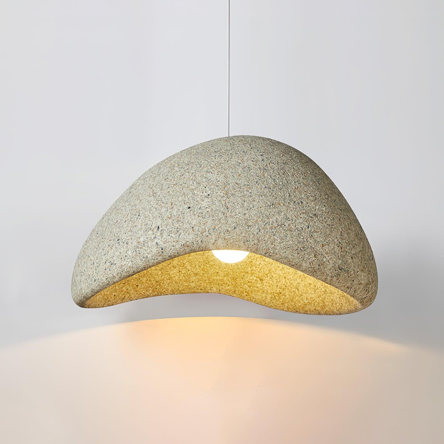 Speckled Moon Pendant Light Japanese Style Organic Resin Hanging Lamp for Modern Interiors