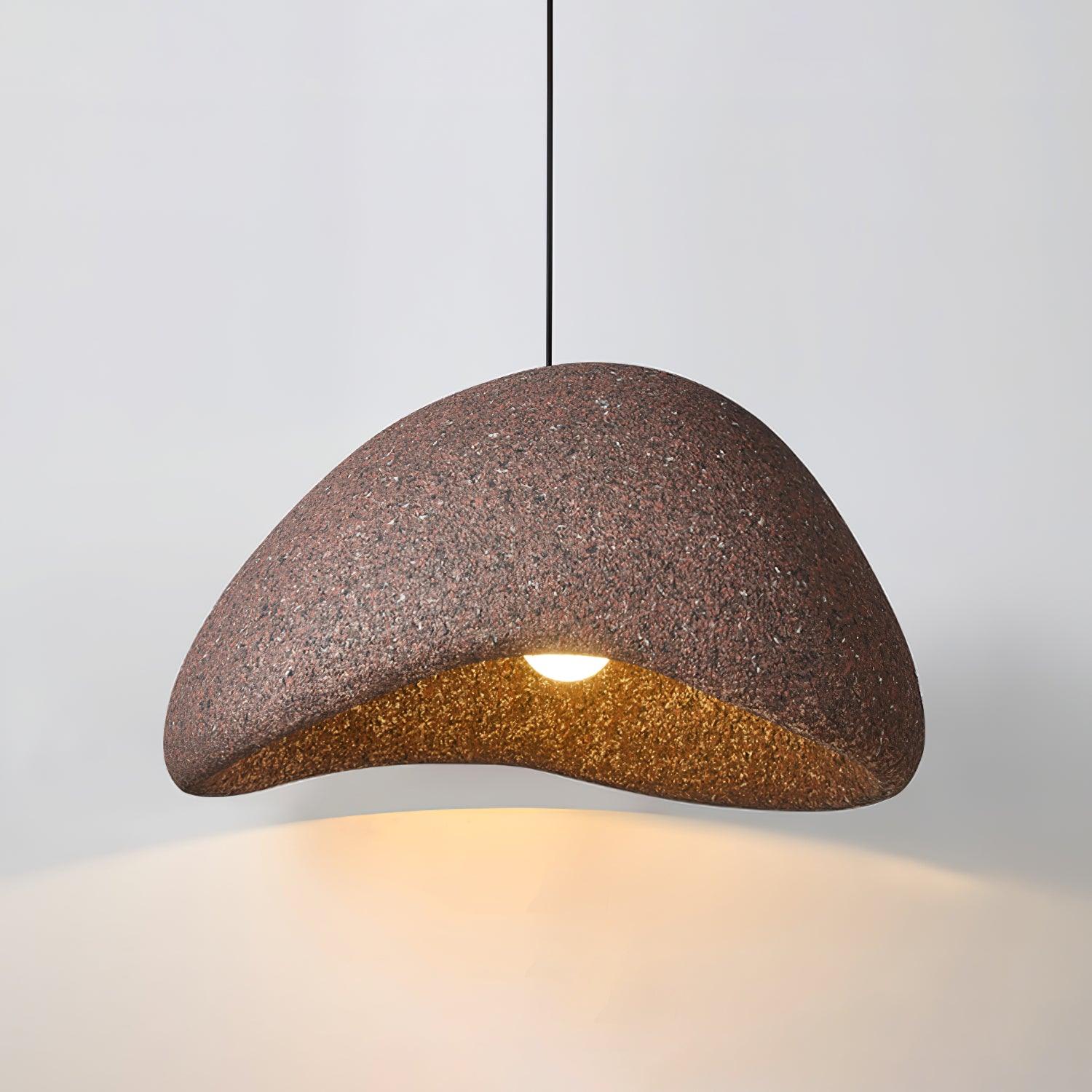 Speckled Moon Pendant Light Japanese Style Organic Resin Hanging Lamp for Modern Interiors