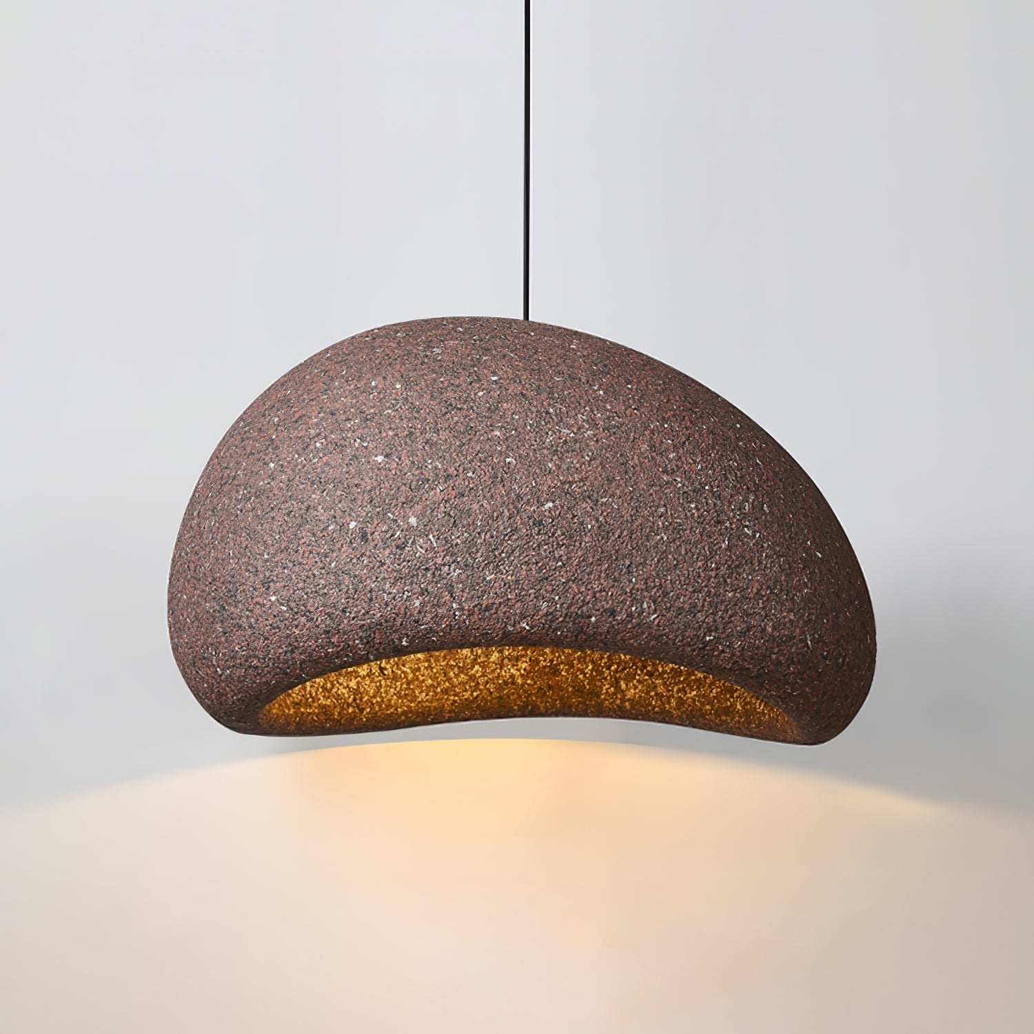 Speckled Moon Pendant Light Japanese Style Organic Resin Hanging Lamp for Modern Interiors