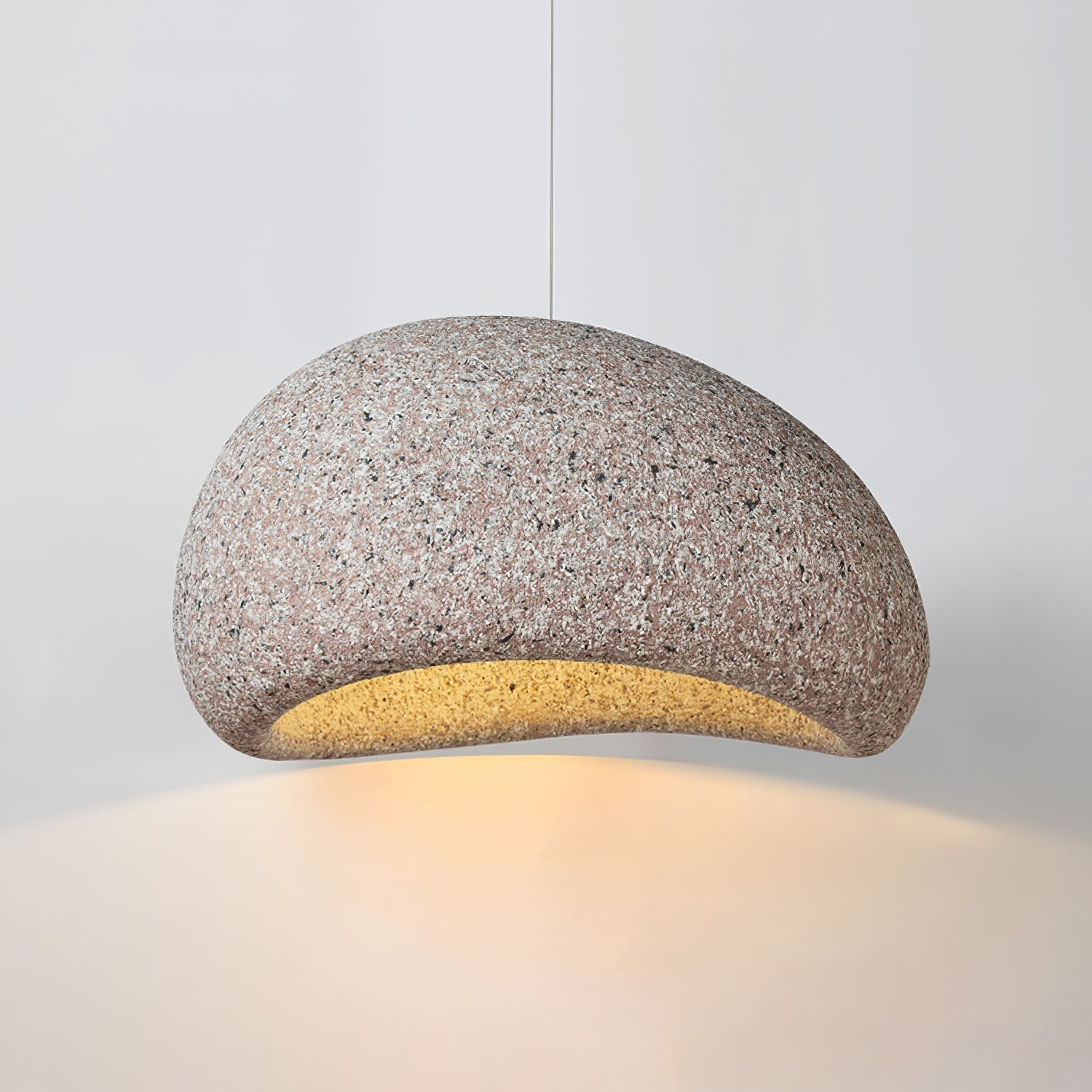 Speckled Moon Pendant Light Japanese Style Organic Resin Hanging Lamp for Modern Interiors