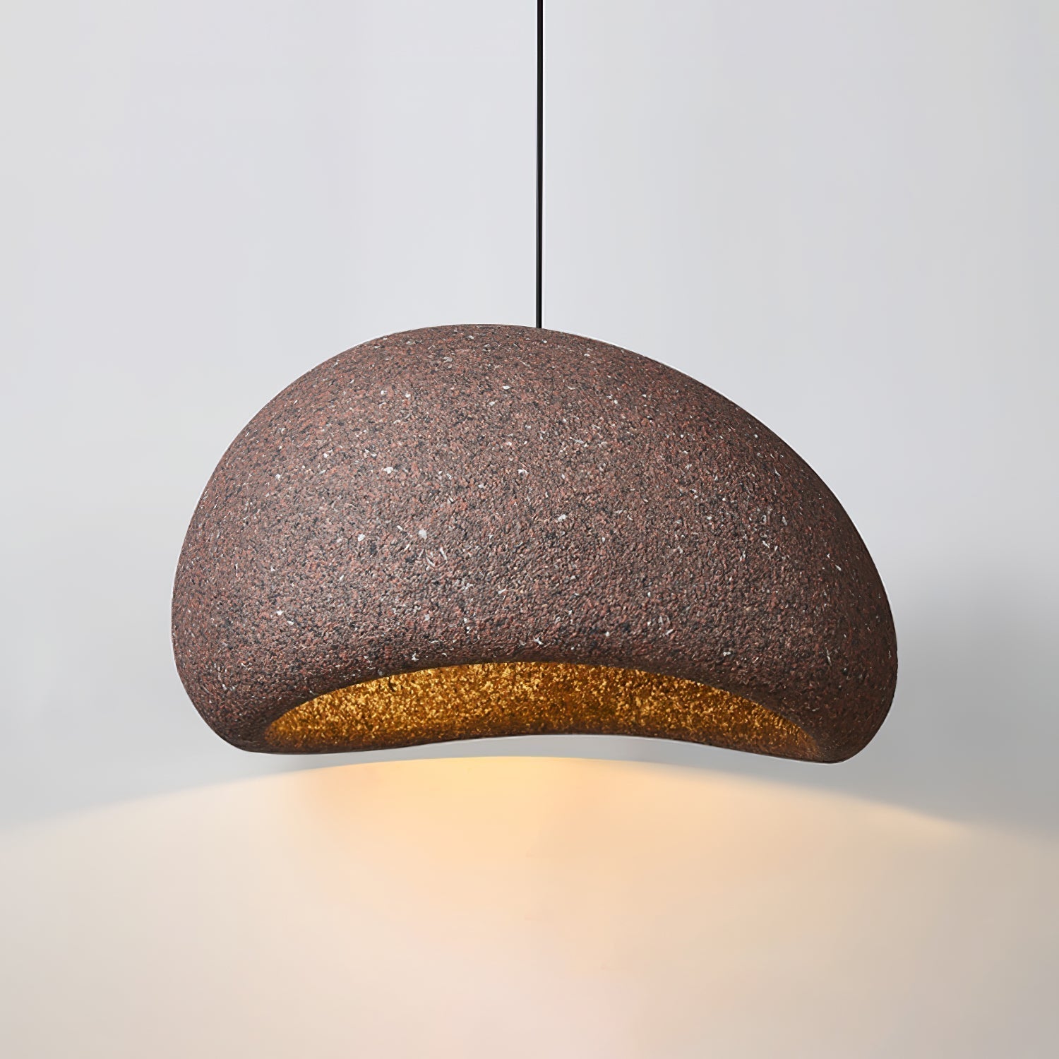 Speckled Moon Pendant Light Japanese Style Organic Resin Hanging Lamp for Modern Interiors