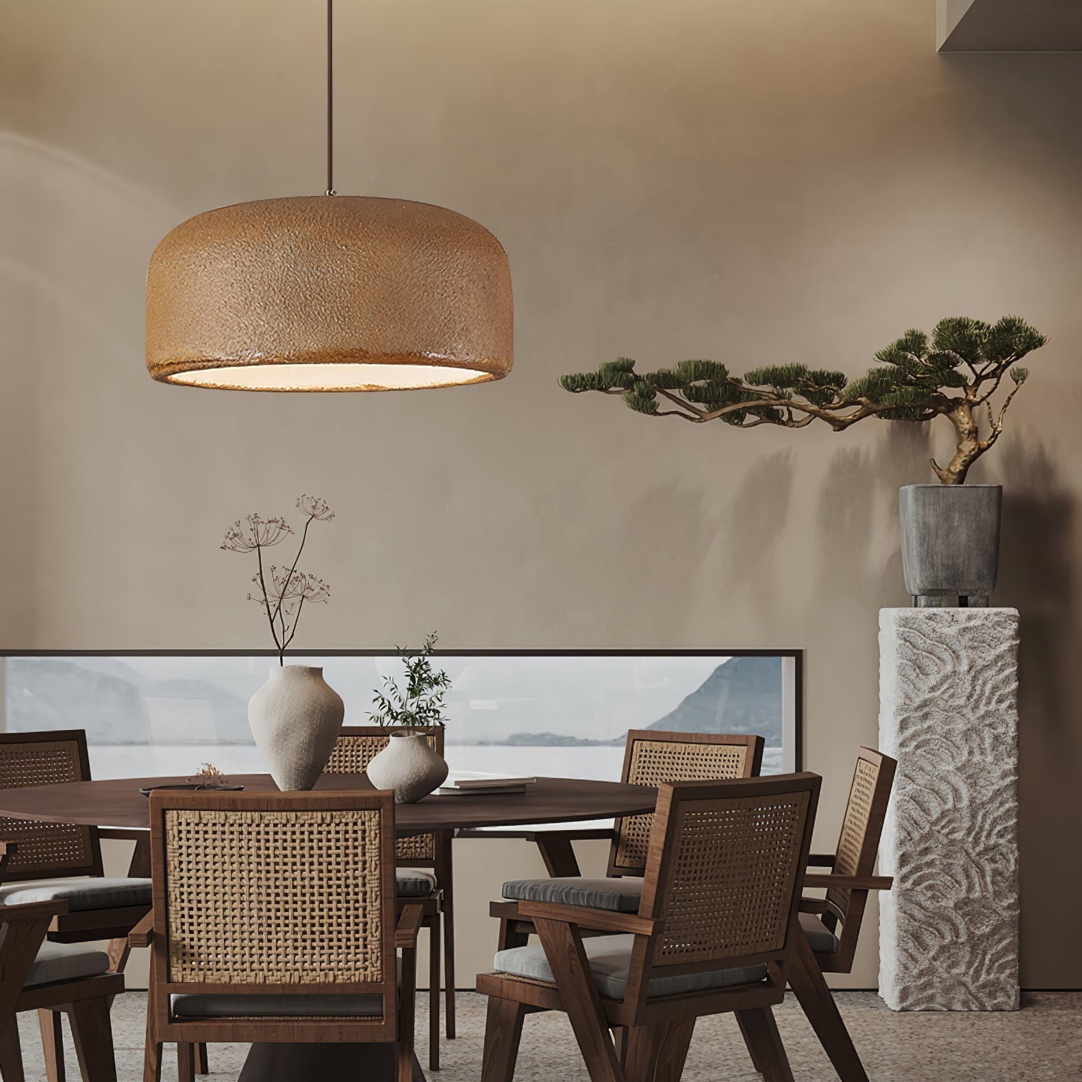 Spherical Cloud Resin Dome Pendant Lamp Architectural Organic Hanging Light for Interiors