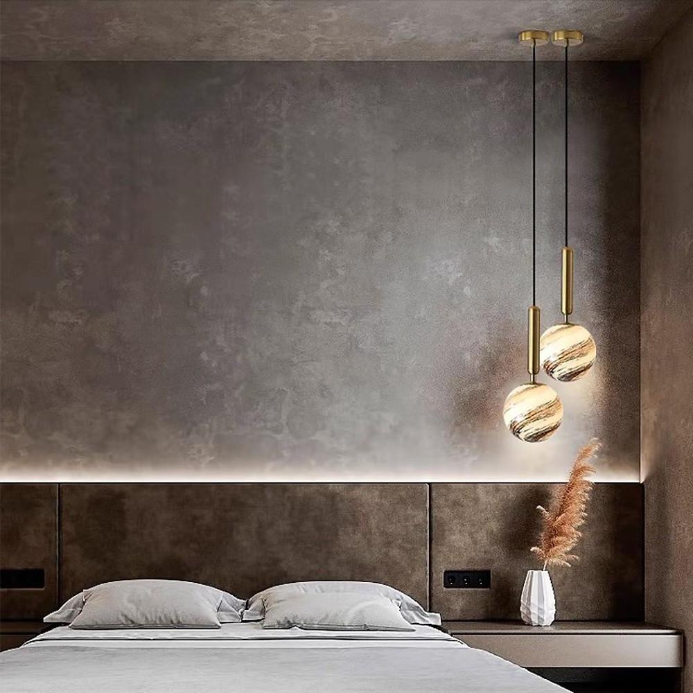 Spherical Distressed Metal and Acrylic Globe Pendant Light LED Lantern for Hallways and Entryways
