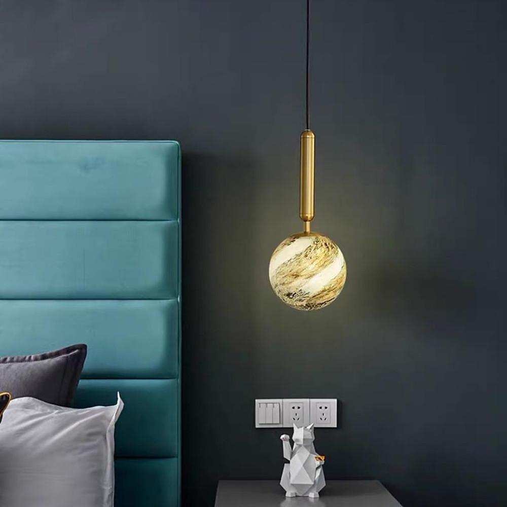 Spherical Distressed Metal and Acrylic Globe Pendant Light LED Lantern for Hallways and Entryways