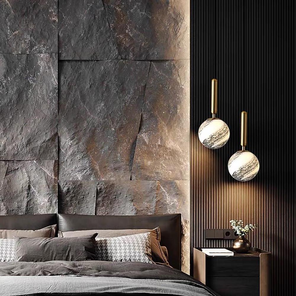 Spherical Distressed Metal and Acrylic Globe Pendant Light LED Lantern for Hallways and Entryways