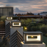 Square Black Outdoor Solar Powered Fence Post Lights Waterproof LED Garden Landscape Lantern