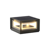 Square Black Outdoor Solar Powered Fence Post Lights Waterproof LED Garden Landscape Lantern