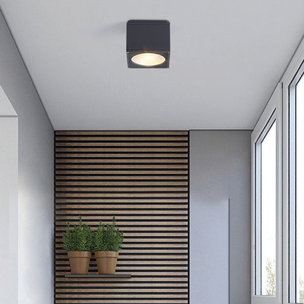Modern Square LED Waterproof Flush Mount Downlight for Balcony Hallway and Indoor Outdoor Use