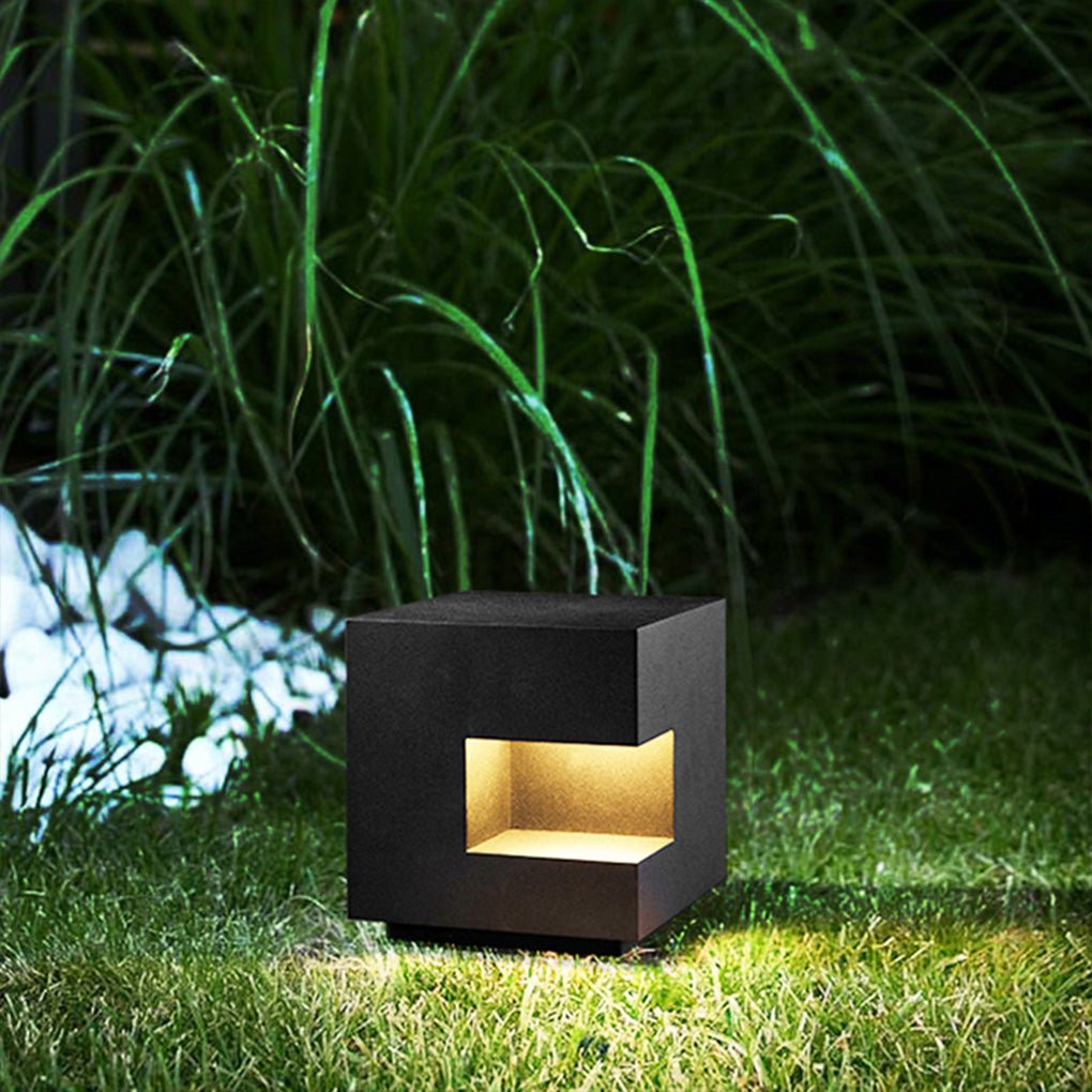 Square Modern Black Outdoor Landscape LED Path Light Waterproof IP65 Garden Lawn Fixture