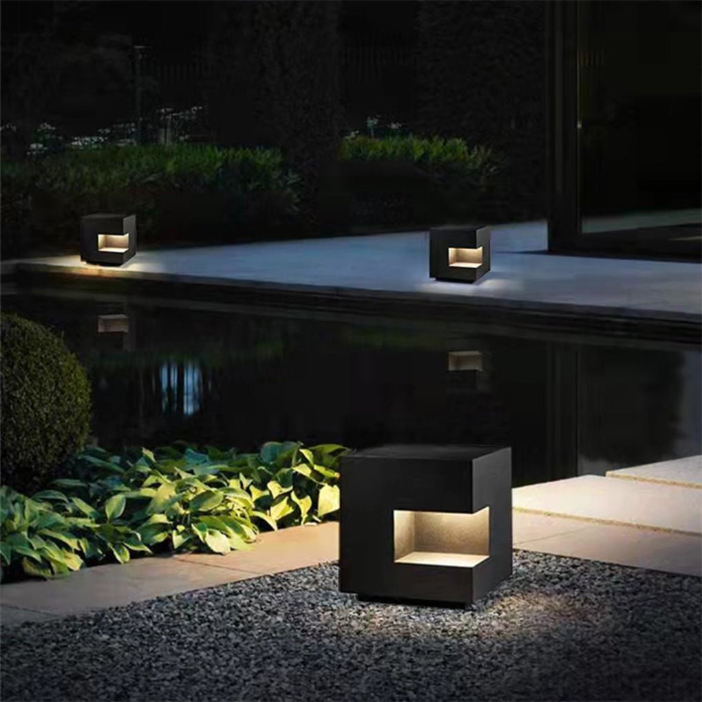 Square Modern Black Outdoor Landscape LED Path Light Waterproof IP65 Garden Lawn Fixture