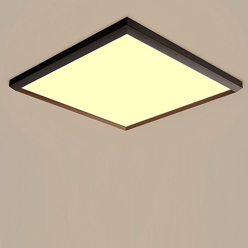 Modern Brown Square Flush Mount LED Ceiling Light Dimmable Geometric Lighting with Remote