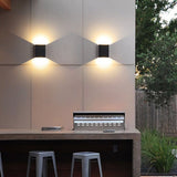 Square Modern Waterproof LED Outdoor Up and Down Wall Sconce Light for Exterior Porch and Garden