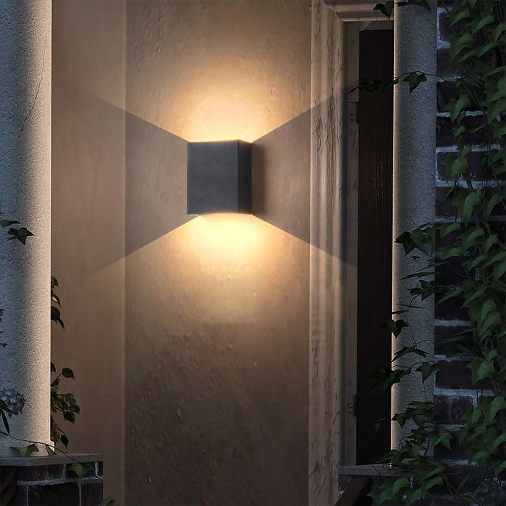 Square Modern Waterproof LED Outdoor Up and Down Wall Sconce Light for Exterior Porch and Garden