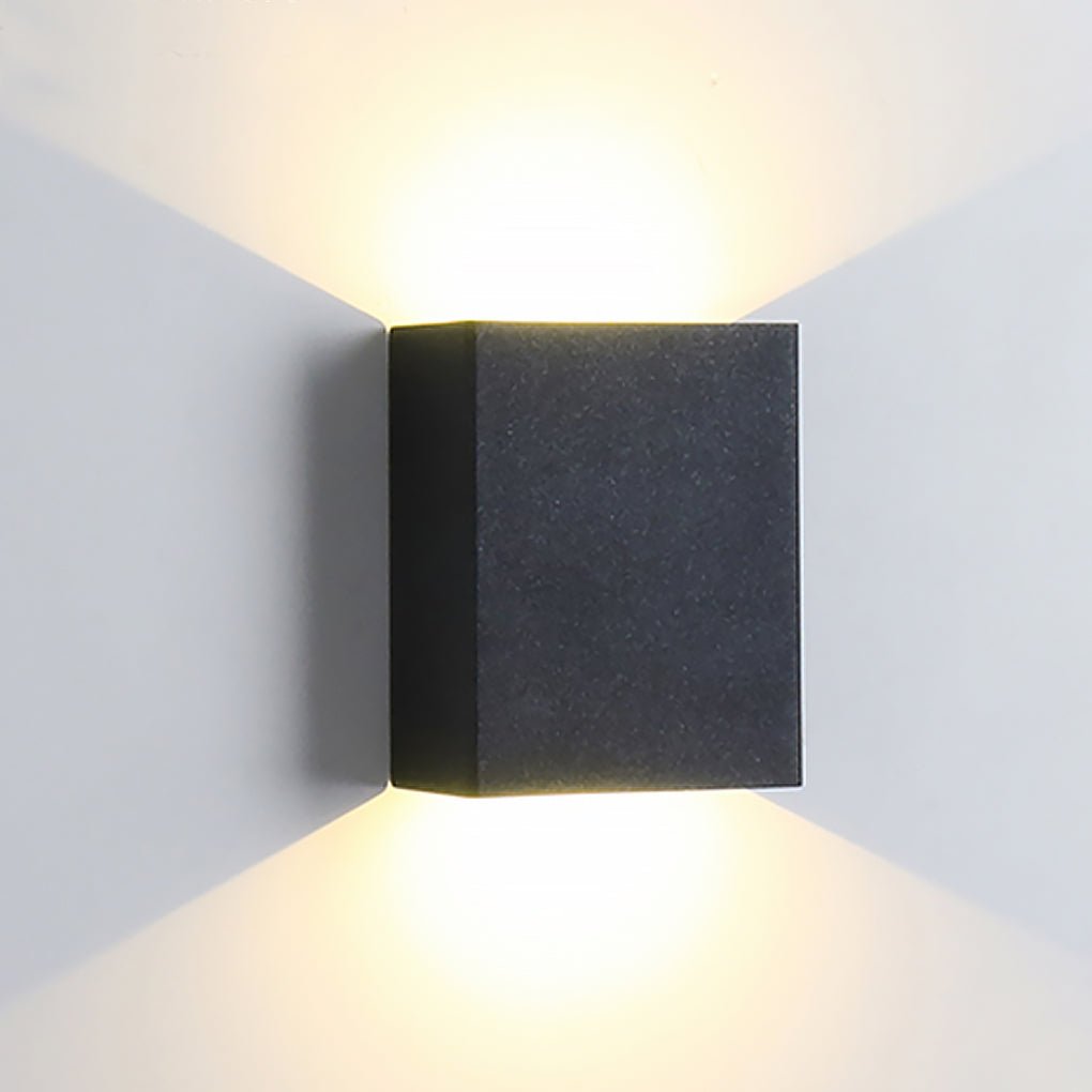 Square Modern Waterproof LED Outdoor Up and Down Wall Sconce Light for Exterior Porch and Garden
