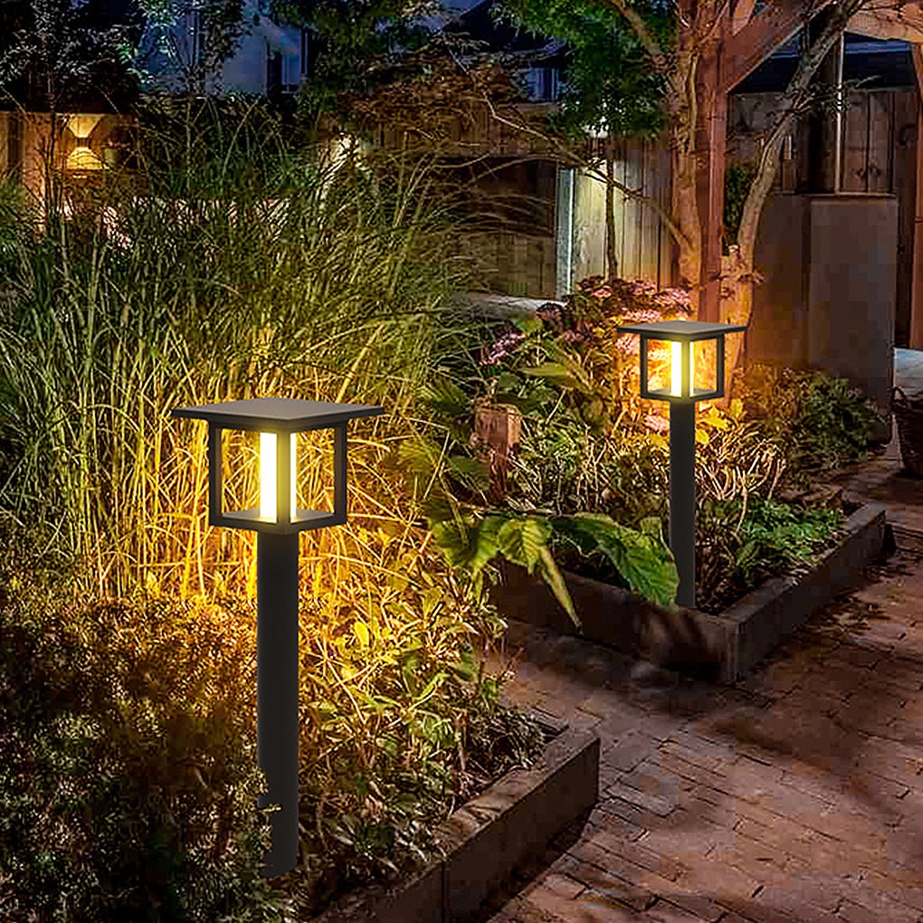 Square Outdoor LED Fence Post Light Solar and Hardwired Landscape Garden Wall Sconce IP54