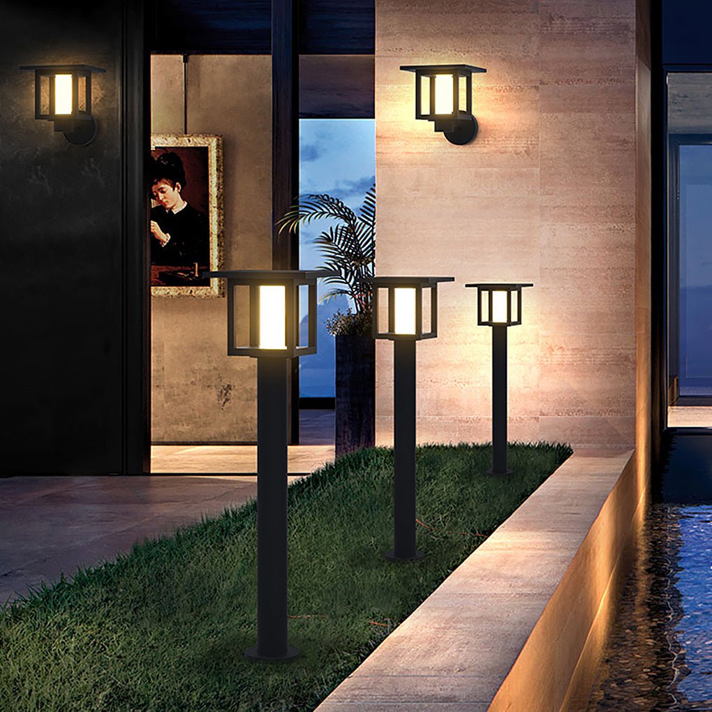 Square Outdoor LED Fence Post Light Solar and Hardwired Landscape Garden Wall Sconce IP54