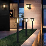 Square Outdoor LED Fence Post Light Solar and Hardwired Landscape Garden Wall Sconce IP54