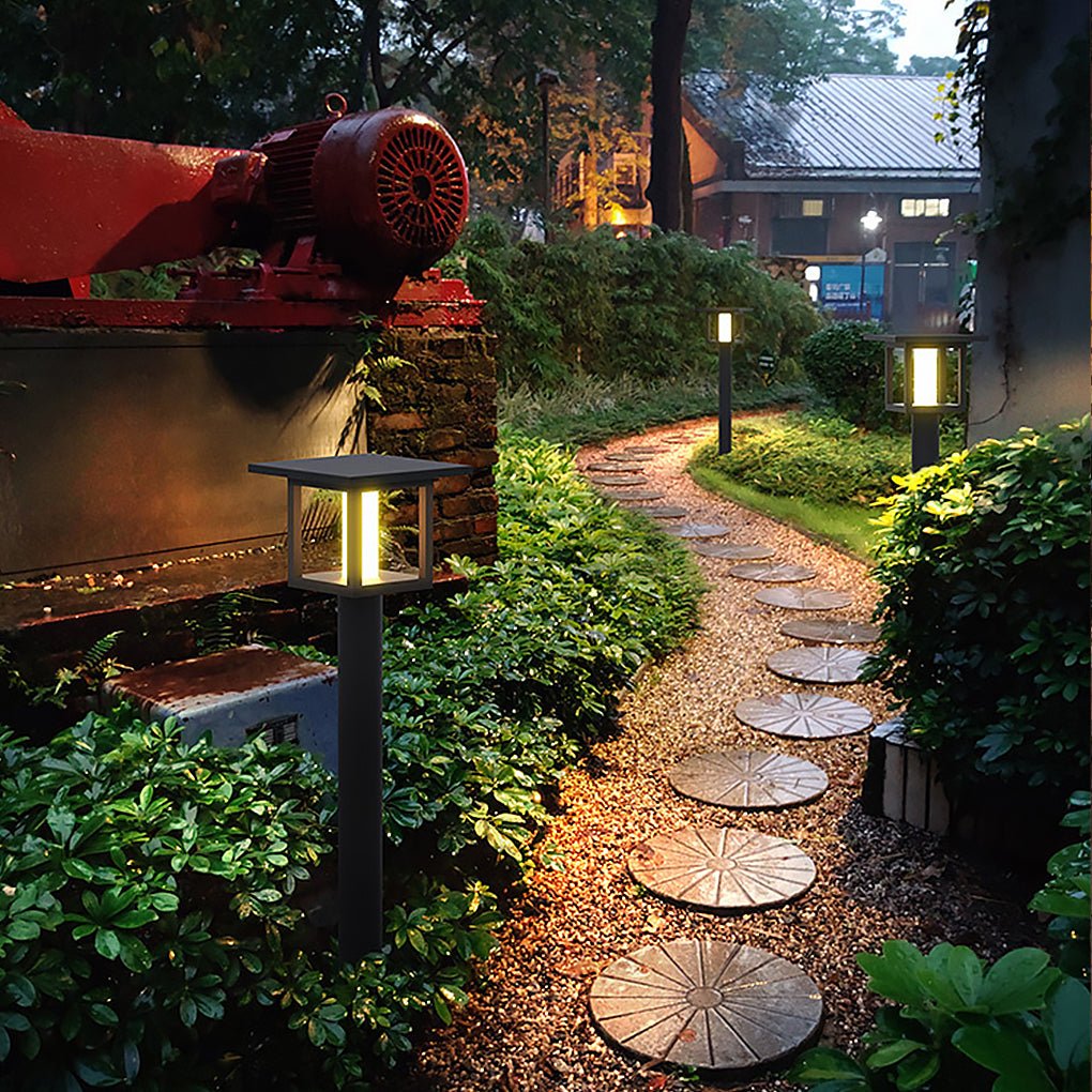 Square Outdoor LED Fence Post Light Solar and Hardwired Landscape Garden Wall Sconce IP54