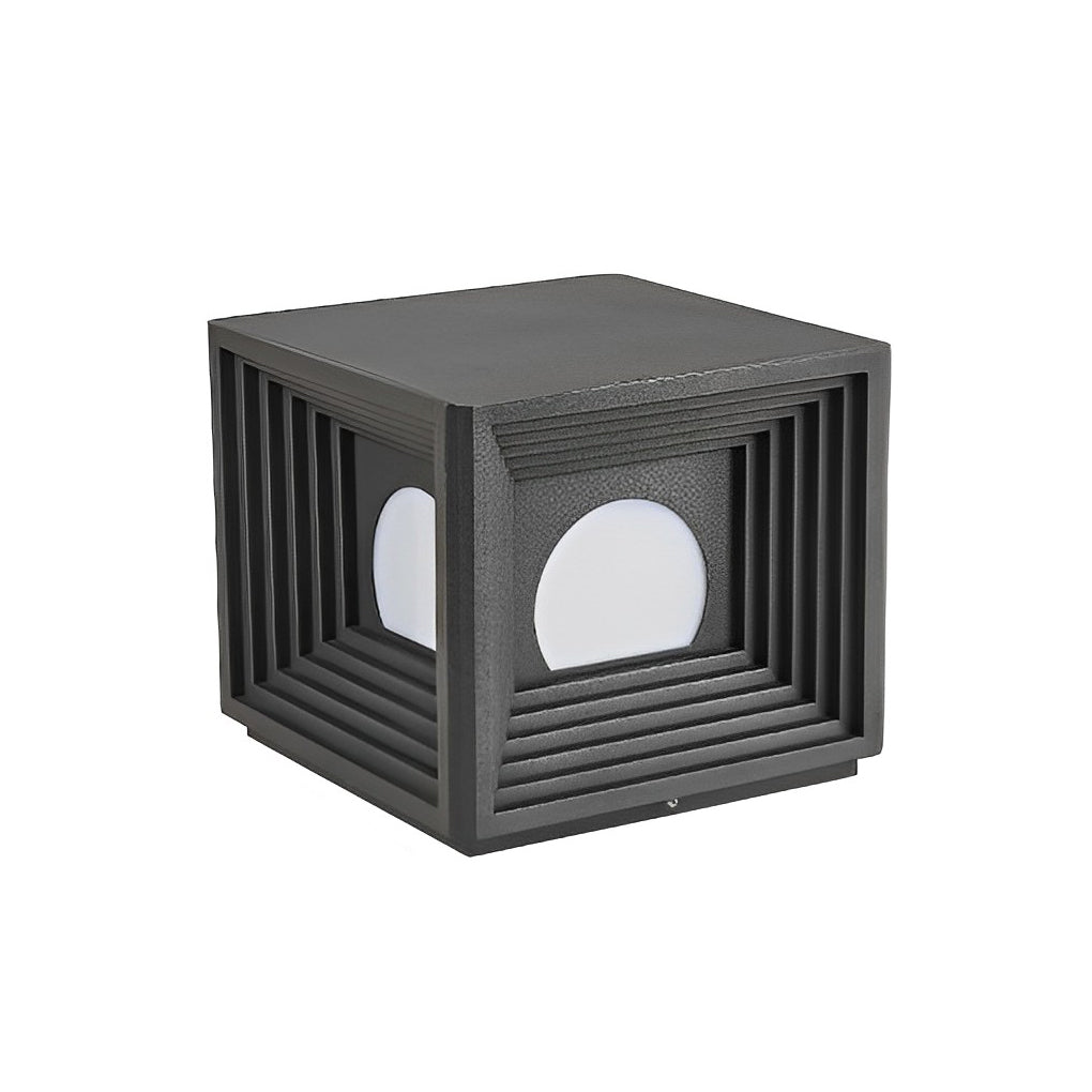 Square Outdoor Solar Column Lights Waterproof Black LED Fence Post Lighting for Garden Villa