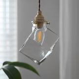 Square Transparent Glass Modern Pendant Lighting for Kitchen Island and Bedroom