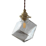 Square Transparent Glass Modern Pendant Lighting for Kitchen Island and Bedroom
