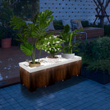 Square Waterproof LED Solar Flower Pot RGB Color Changing Outdoor Garden Lighted Planter
