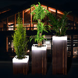 Square Waterproof LED Solar Flower Pot RGB Color Changing Outdoor Garden Lighted Planter