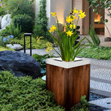 Square Waterproof LED Solar Flower Pot RGB Color Changing Outdoor Garden Lighted Planter