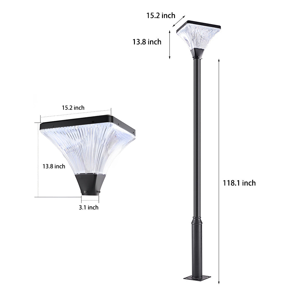 Square Waterproof Solar Outdoor Post Light for Garden Pathway Modern Aluminum Pillar Lamp