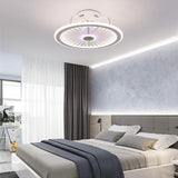 Circular 19 Inch LED Ceiling Fan Bladeless Design Dimmable Lighting for Modern Home Office
