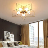Modern Geometric Star Metal LED Ceiling Light Flush Mount Fixture for Home and Office