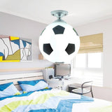 Modern Sports Football Globe Ceiling Light Flush Mount Soccer Lamp for Kids Bedroom