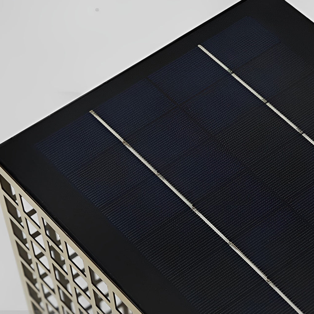 Stainless Steel Gold Modern Square Hollow LED Solar Outdoor Pathway Light Waterproof Landscape Lamp