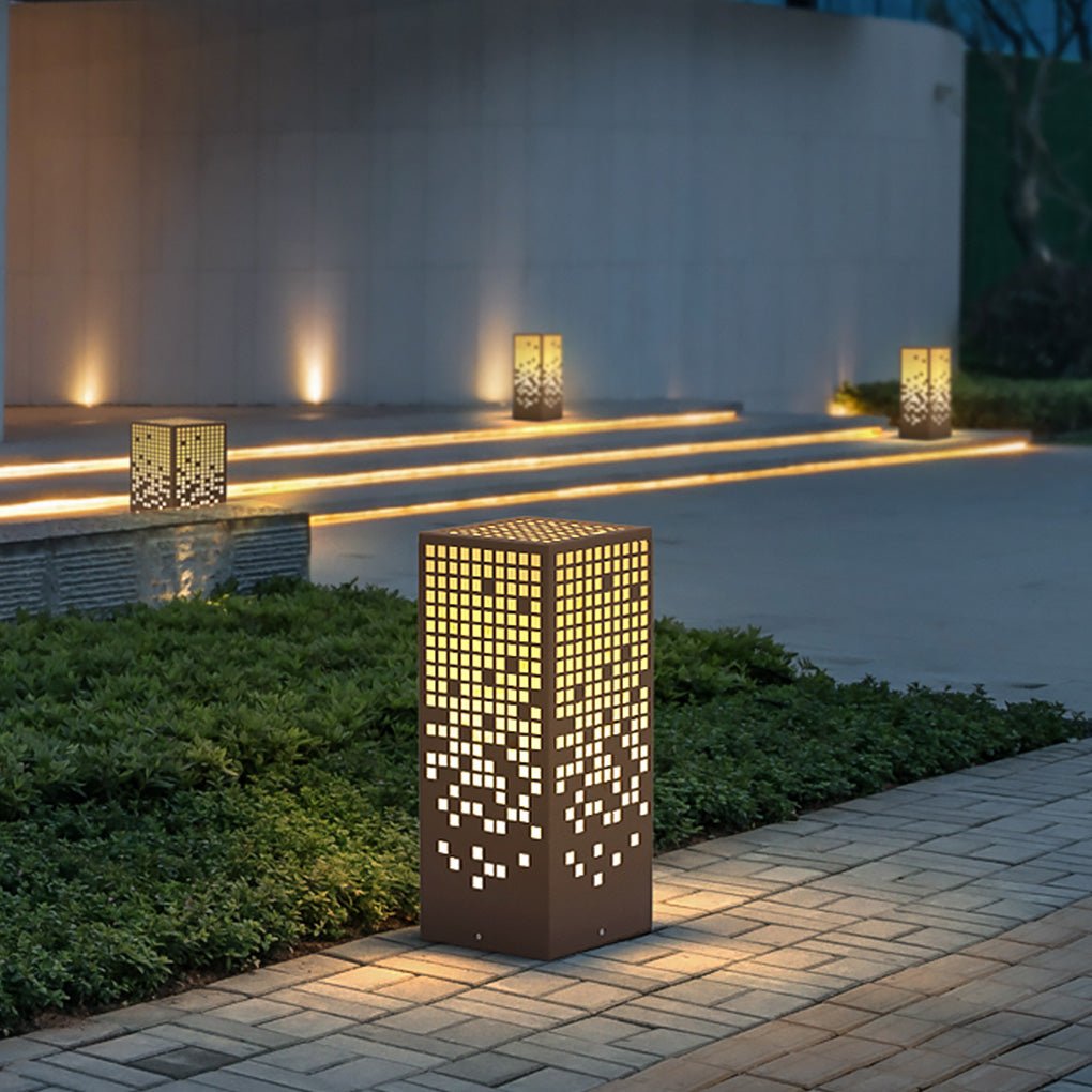 Stainless Steel Outdoor Landscape Bollard Light with Unique Hollow Pattern and IP54 Waterproofing