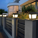 Stainless Steel Outdoor Solar Pillar Light Waterproof Black Cottage Style LED Fence Post Lamp