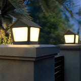 Stainless Steel Outdoor Solar Pillar Light Waterproof Black Cottage Style LED Fence Post Lamp
