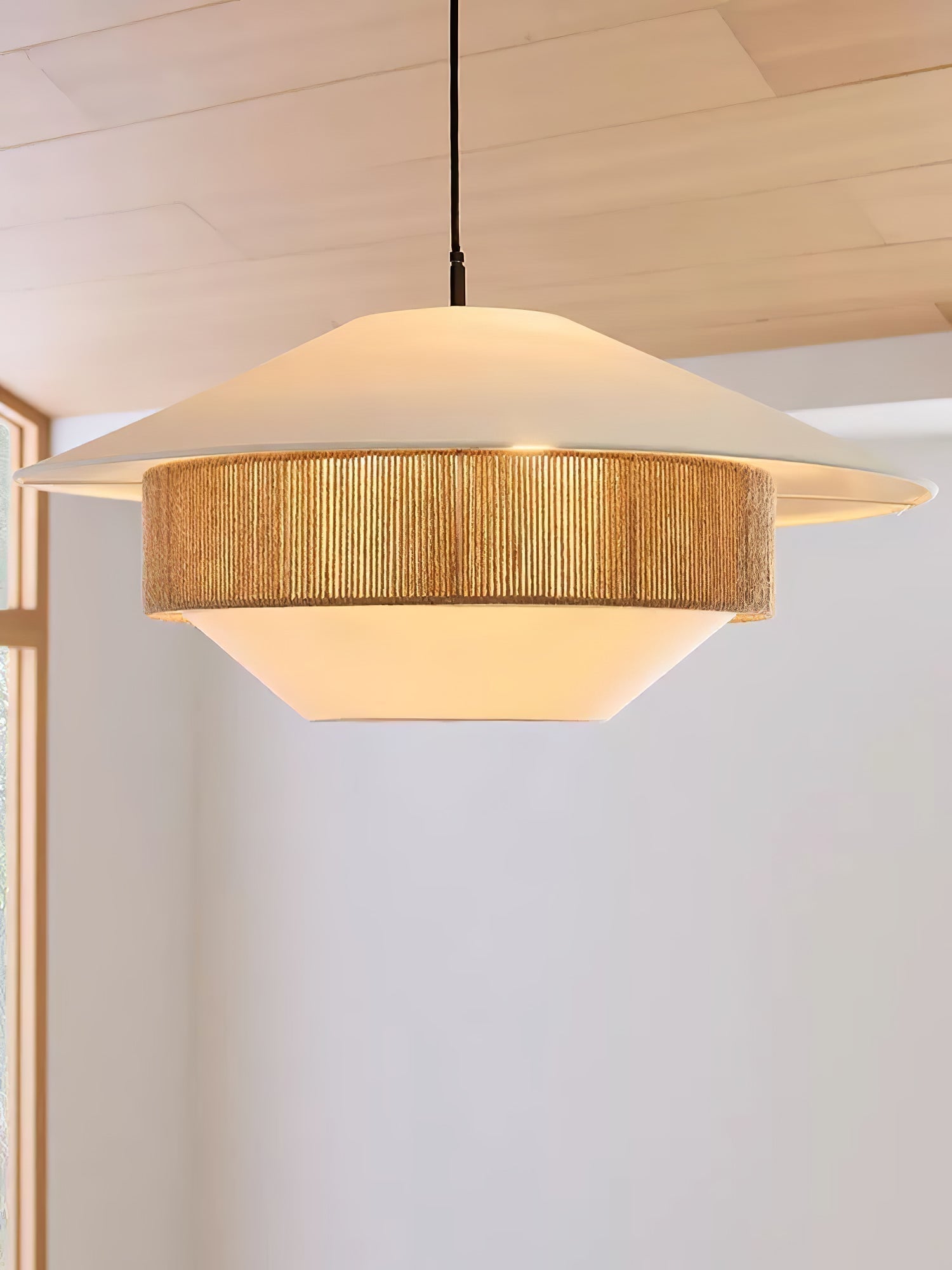 Stevie Woven Pendant Light Natural Hemp Rope Japanese Style Hanging Lamp